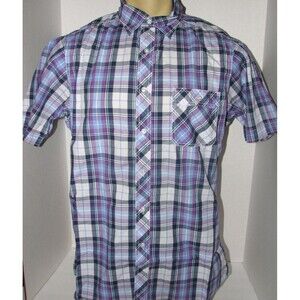 Daniel Cremieux Plaid Purple Short Sleeve Shirt Size L New
